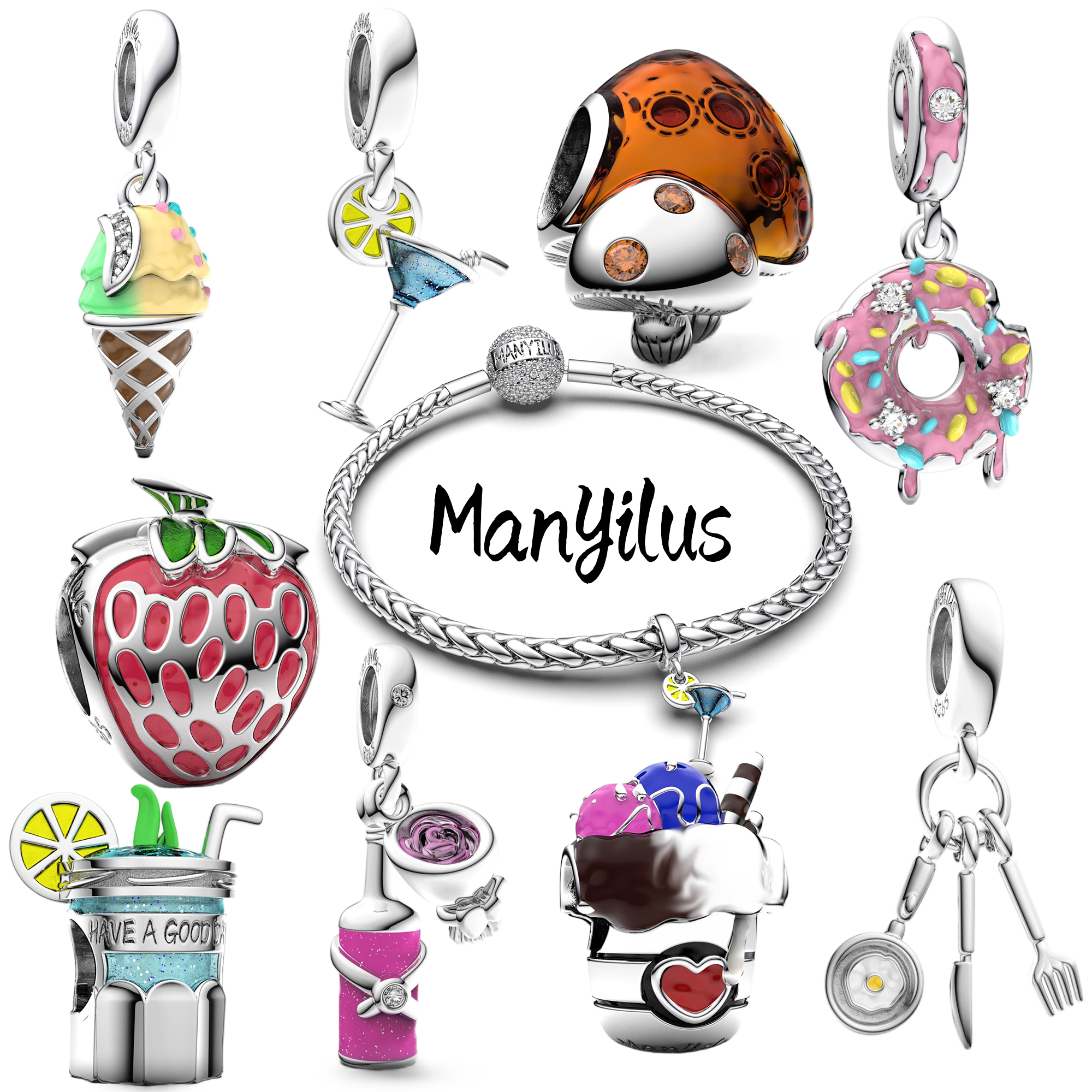 Women Accessories Pandora - Manyilus 925 Sterling Silver Food &