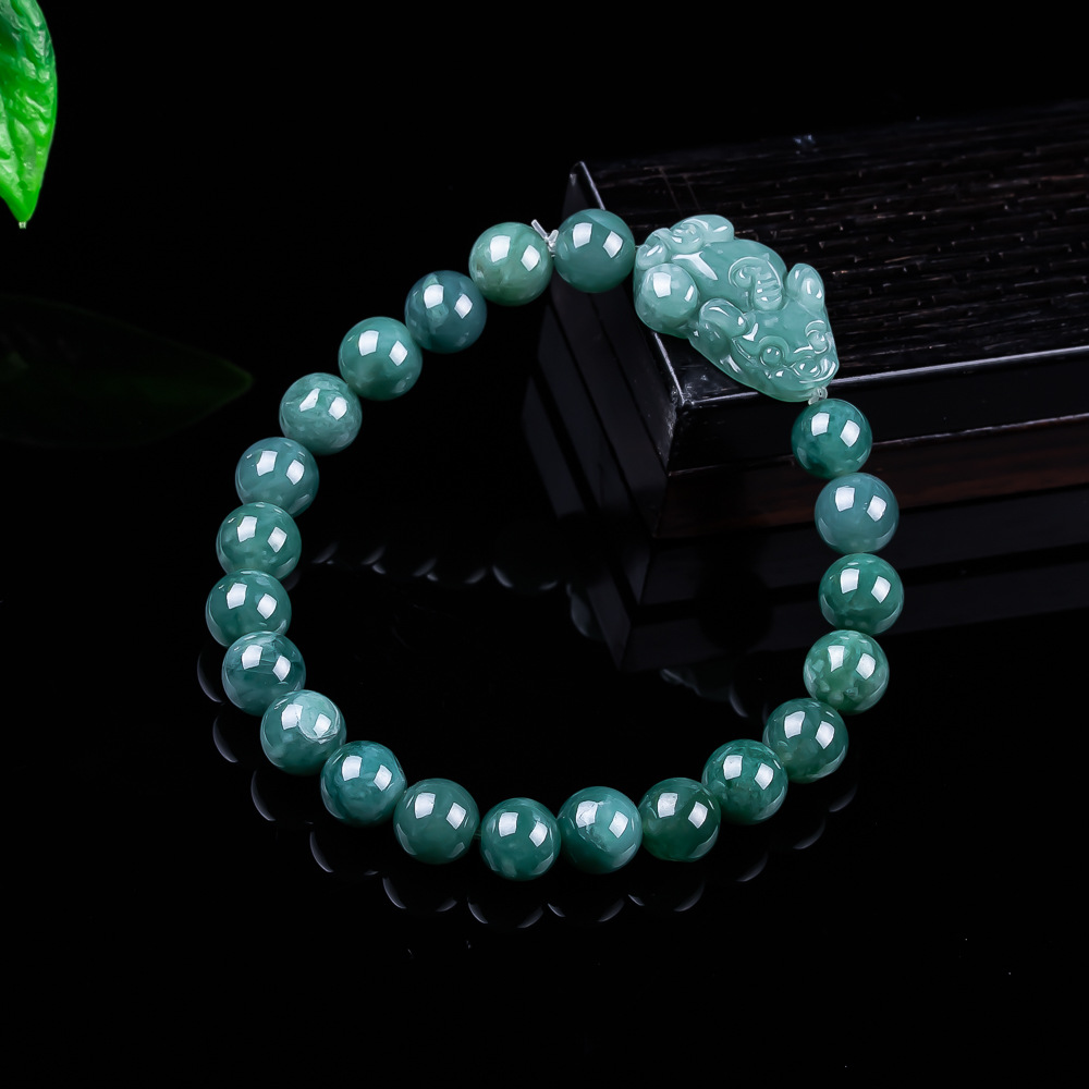 Women Accessories To Gift - Natural Burmese Jadeite Pixiu Bracelet Vintage