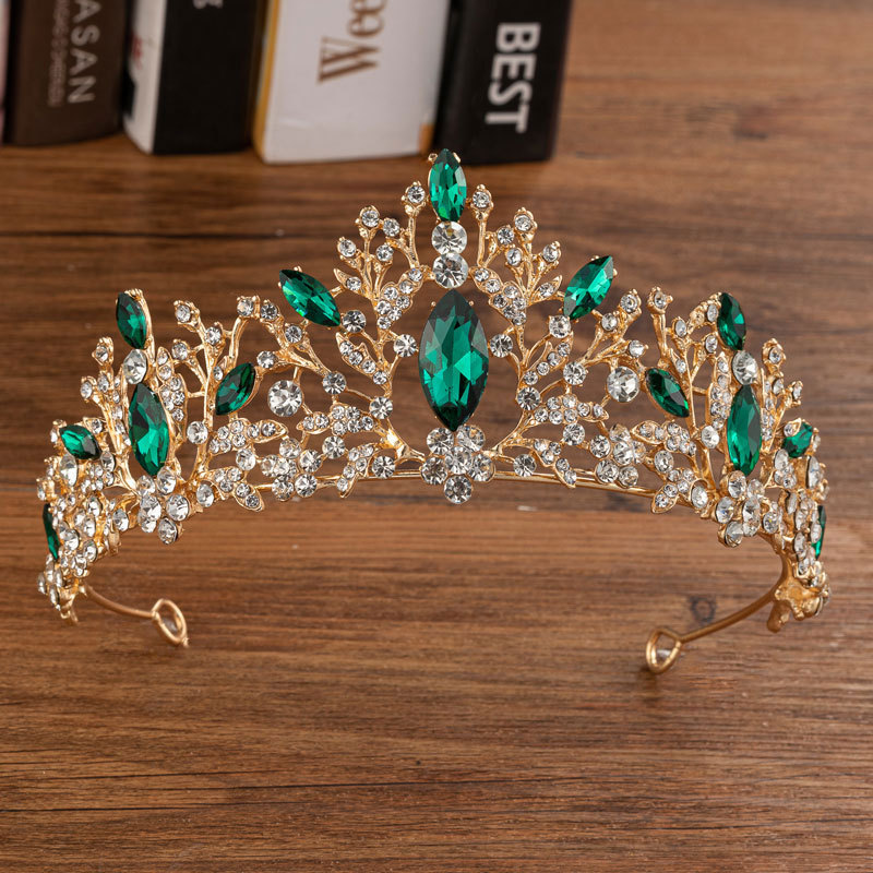 Women'S Wedding Accessories - Tiara Colorful Rhinestone Queen Crown Bridal