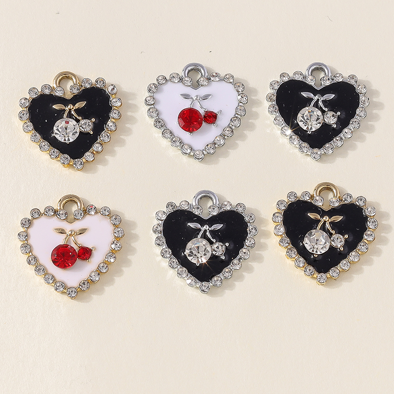 Charm Necklace Dainty - Leslie 10pcs 15*16mm Dainty Crystal Love