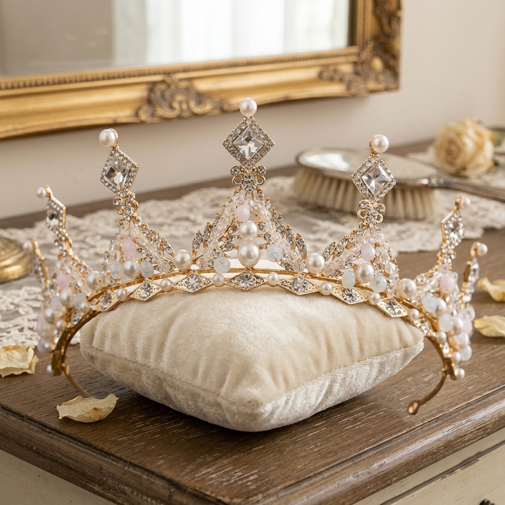 Women'S Wedding Accessories - Bridal Crown Headpiece Rhinestone Pearl Half