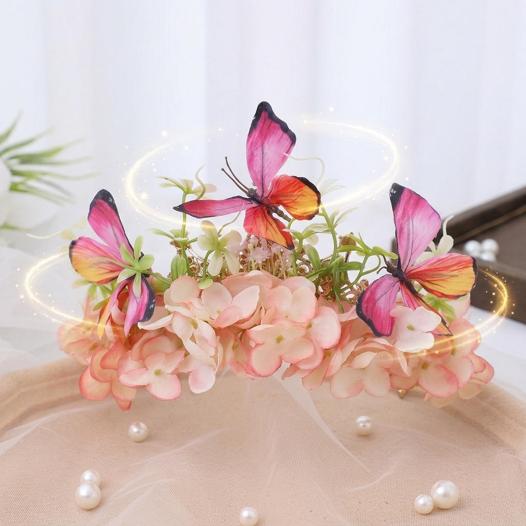 Women'S Wedding Accessories - Elegant Flower Crown Butterfly Hairpiece for