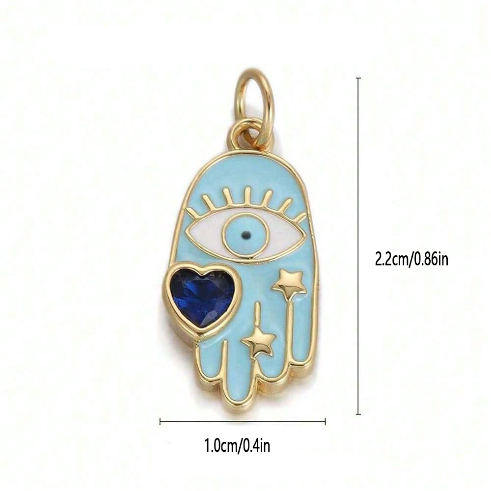 1PC Copper Zircon Plated heart - Evil Eye Bracelet ulasan dan harga