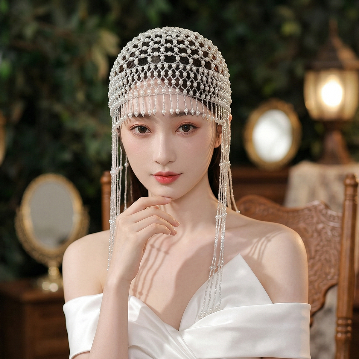 Luxury Pearls Beaded Headwrap  - Women'S Wedding Accessories ulasan dan harga