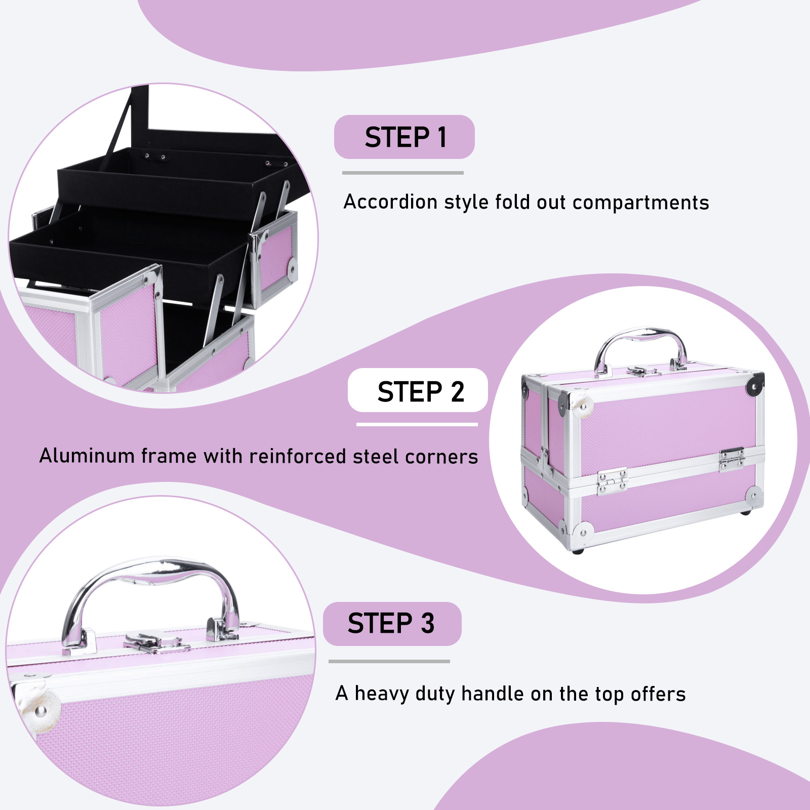 Pink Aluminum Alloy Makeup Cas - Women Accessories Organizer ulasan dan harga