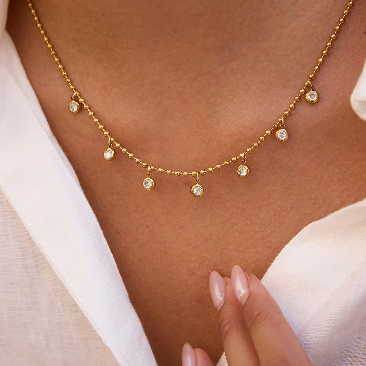 Ars Stainless Steel Beads Neck - Charm Necklace Dainty ulasan dan harga