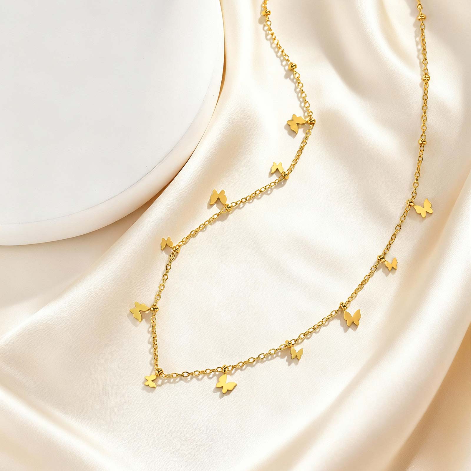 Dainty Heart Butterfly Necklac - Charm Necklace Dainty ulasan dan harga