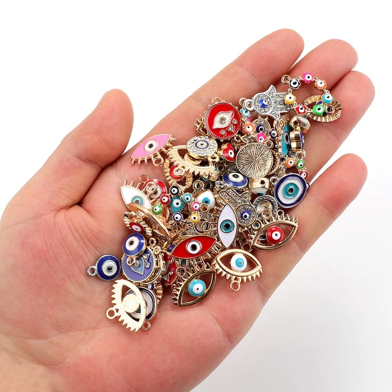 30pcs Mix Alloy Colored Enamel - Evil Eye Bracelet ulasan dan harga