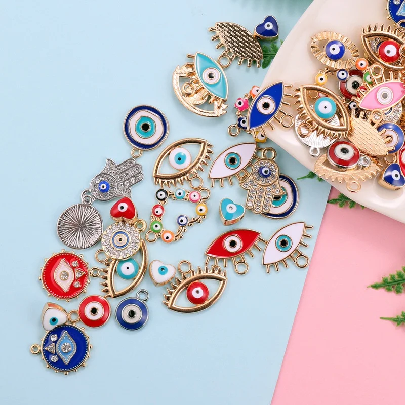 30pcs Mix Alloy Colored Enamel - Evil Eye Bracelet ulasan dan harga