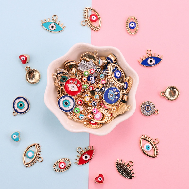 30pcs Mix Alloy Colored Enamel - Evil Eye Bracelet ulasan dan harga