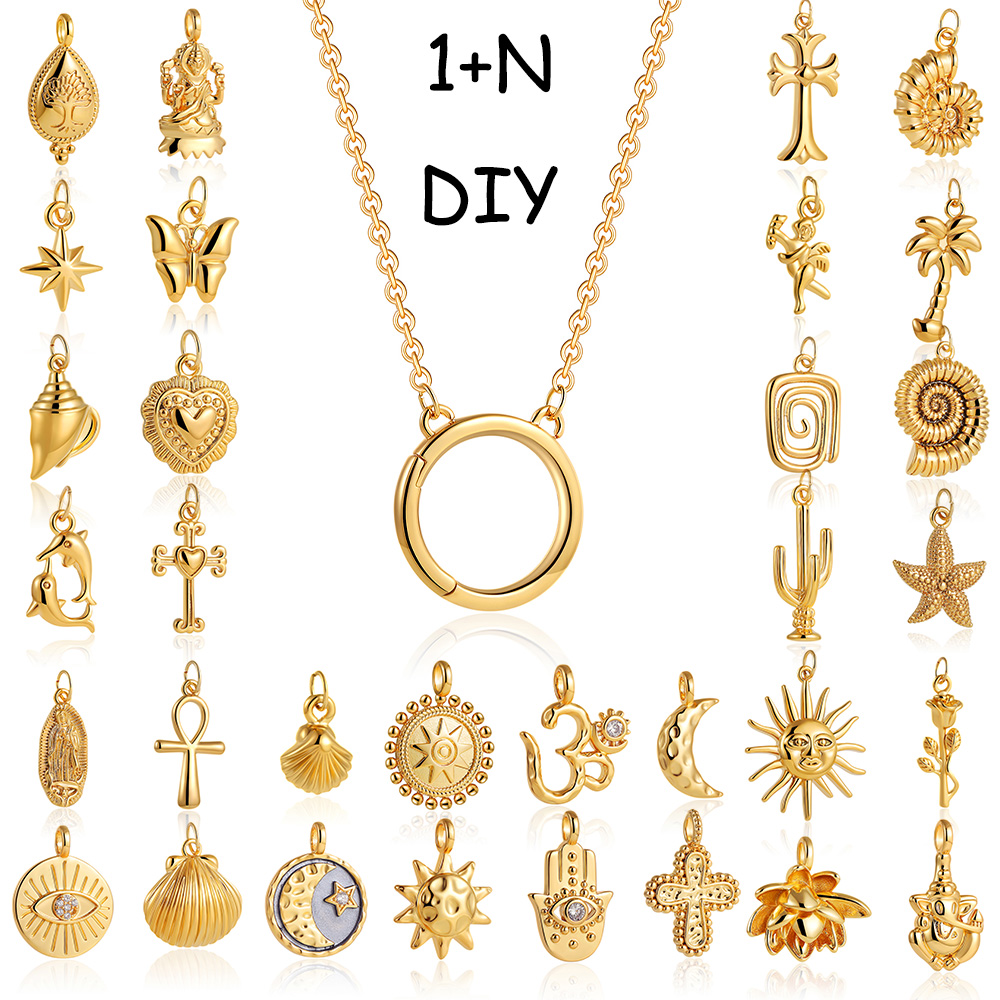 Dainty Sun Moon Star Cross Evi - Charm Necklace Dainty ulasan dan harga