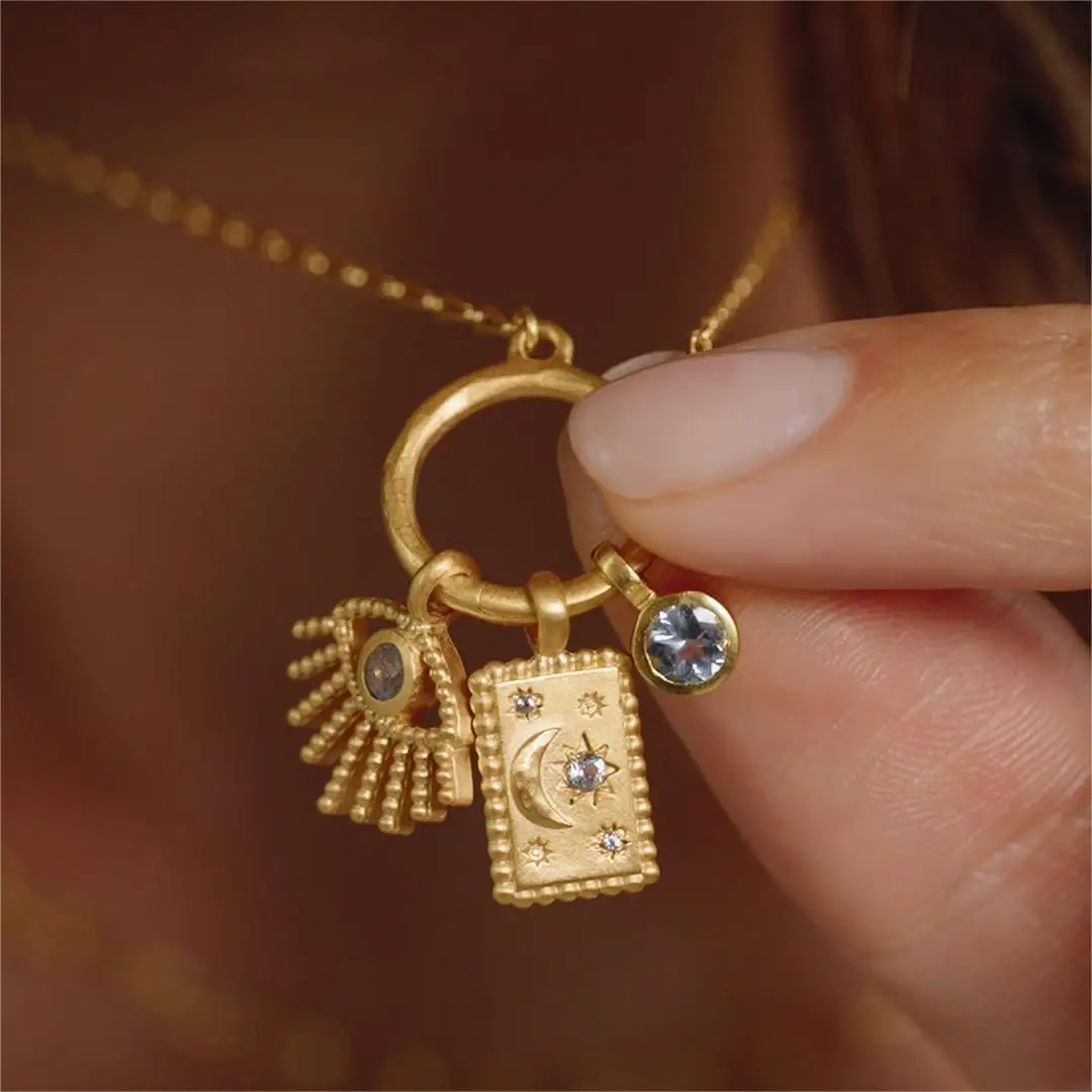 Dainty Sun Moon Star Cross Evi - Charm Necklace Dainty ulasan dan harga