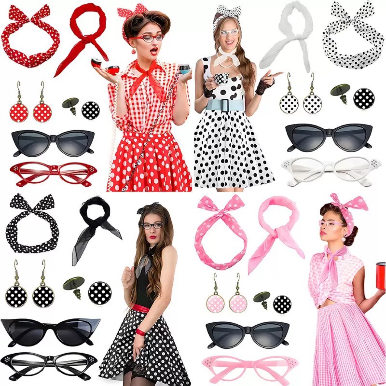 1950s Retro Party Cosplay Dres - Women'S Accessories In The 1950S ulasan dan harga