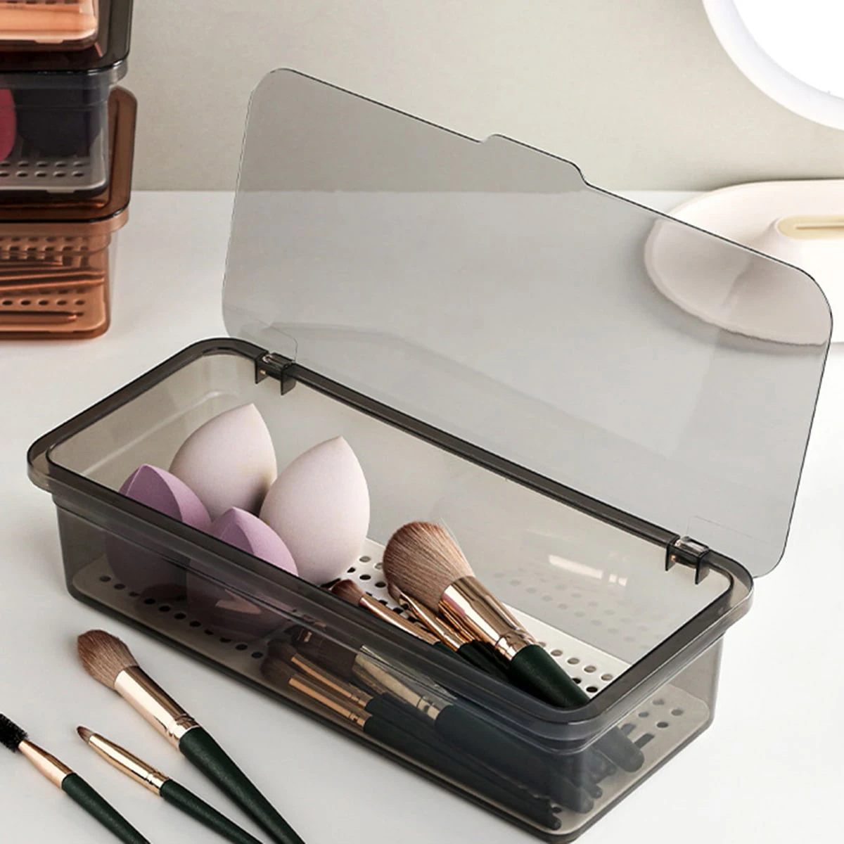 1pc-Makeup Brush Storage Box w - Women Accessories Organizer ulasan dan harga