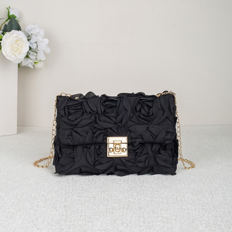3D Rose Floral Satin Evening B - Wallet Chain Bag ulasan dan harga