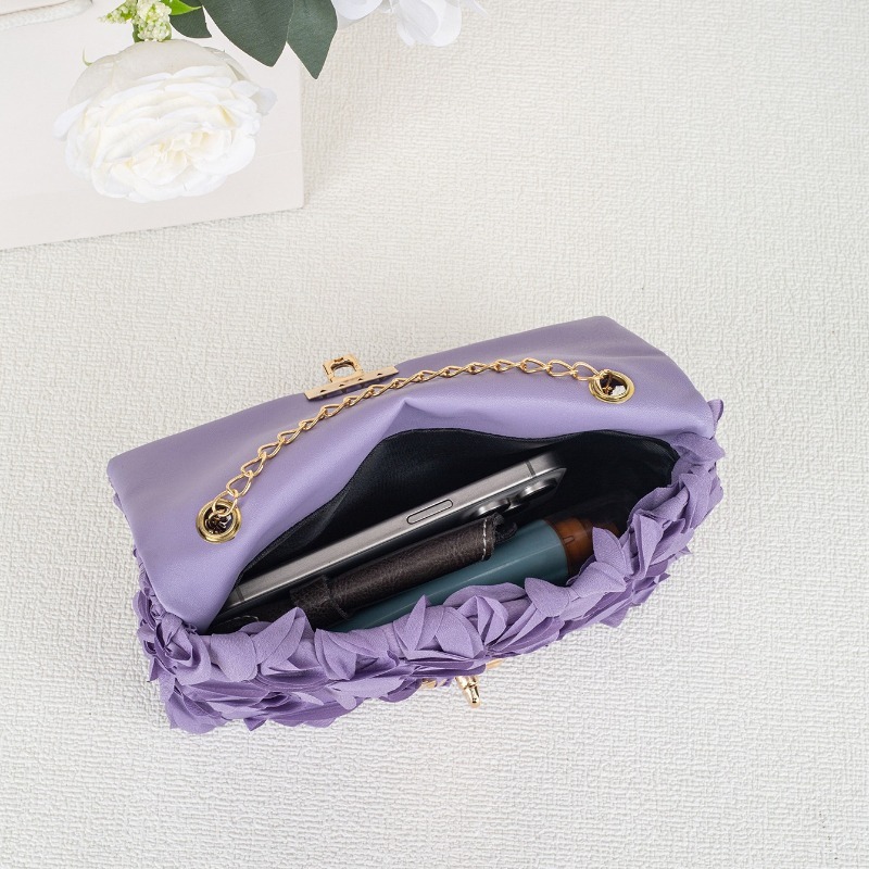 3D Rose Floral Satin Evening B - Wallet Chain Bag ulasan dan harga
