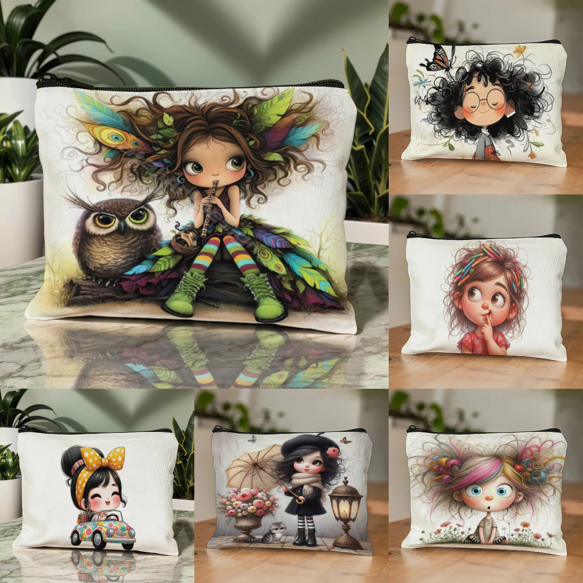 Cartoon Girl Makeup Bag Zipper - Women Accessories Organizer ulasan dan harga