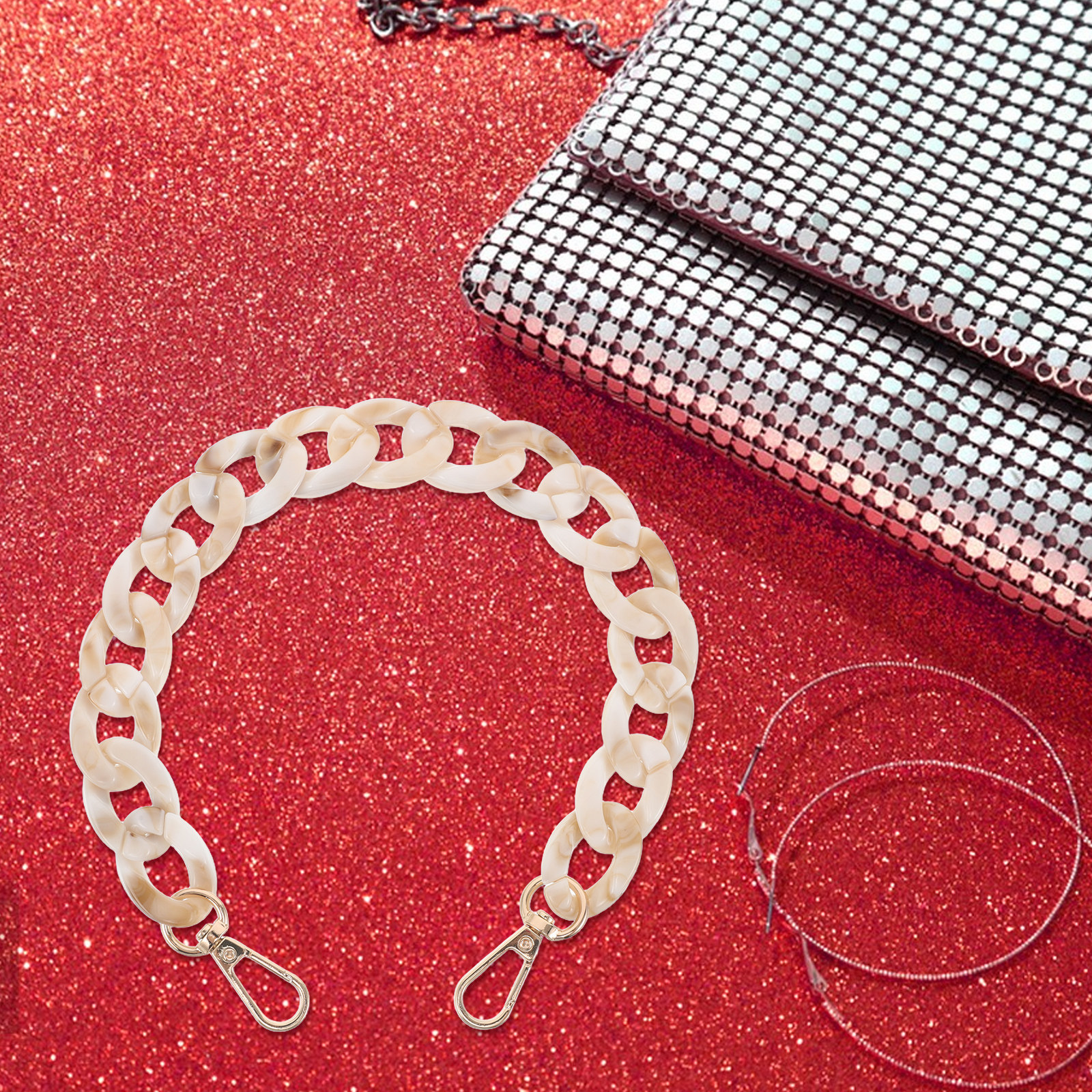3Pcs Fishbone Resin Bag Chain  - Wallet Chain Bag ulasan dan harga