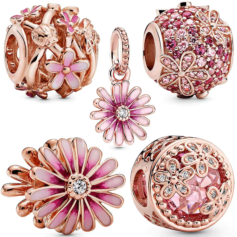 New rose gold pink daisy charm - Women Accessories Pandora ulasan dan harga