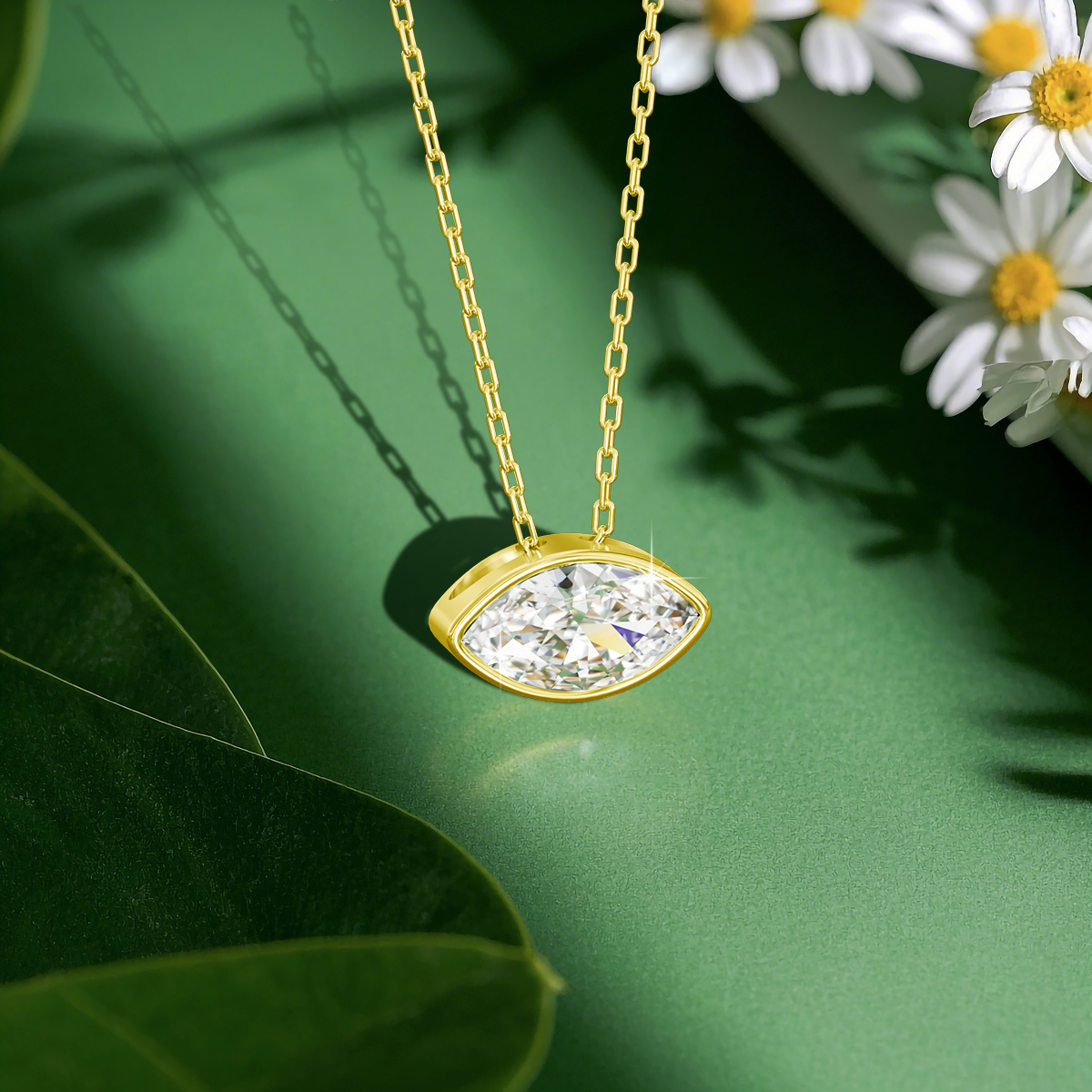 Real 14K Gold Filled Marquise  - Charm Necklace Dainty ulasan dan harga