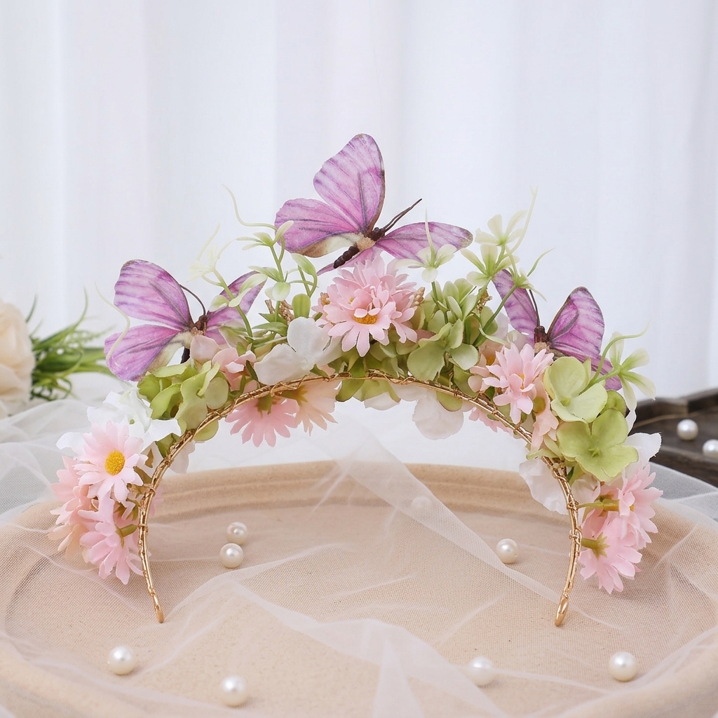 Elegant Flower Crown Butterfly - Women'S Wedding Accessories ulasan dan harga
