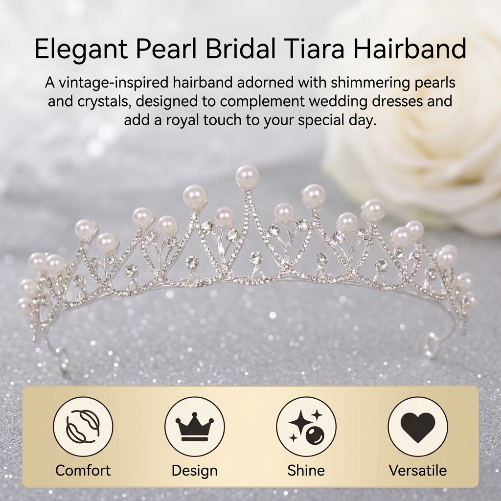 Bridal Crown Headpiece Pearl L - Women'S Wedding Accessories ulasan dan harga