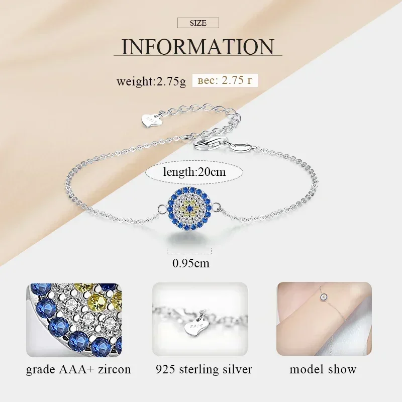 KALETINE Lucky 925 Sterling Si - Evil Eye Bracelet ulasan dan harga
