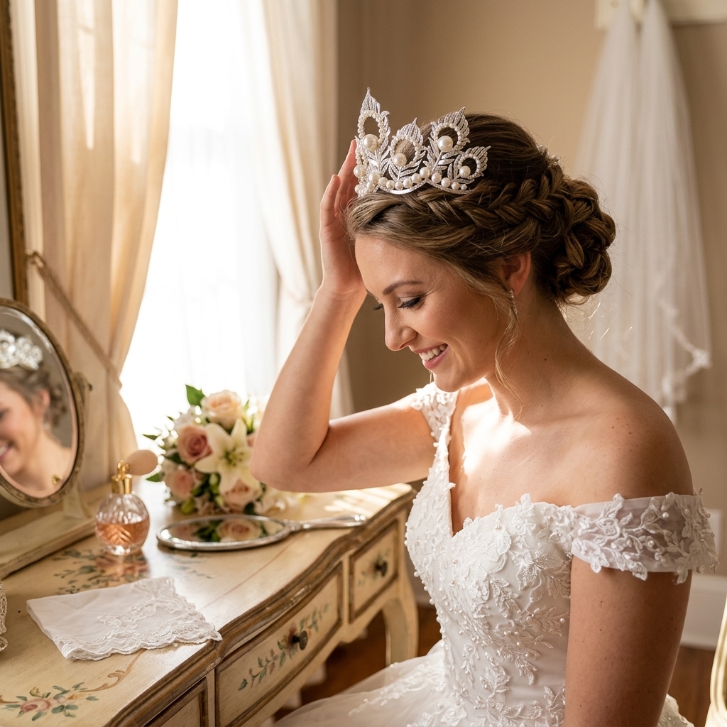 Pearl Crown Headpiece With Pea - Women'S Wedding Accessories ulasan dan harga