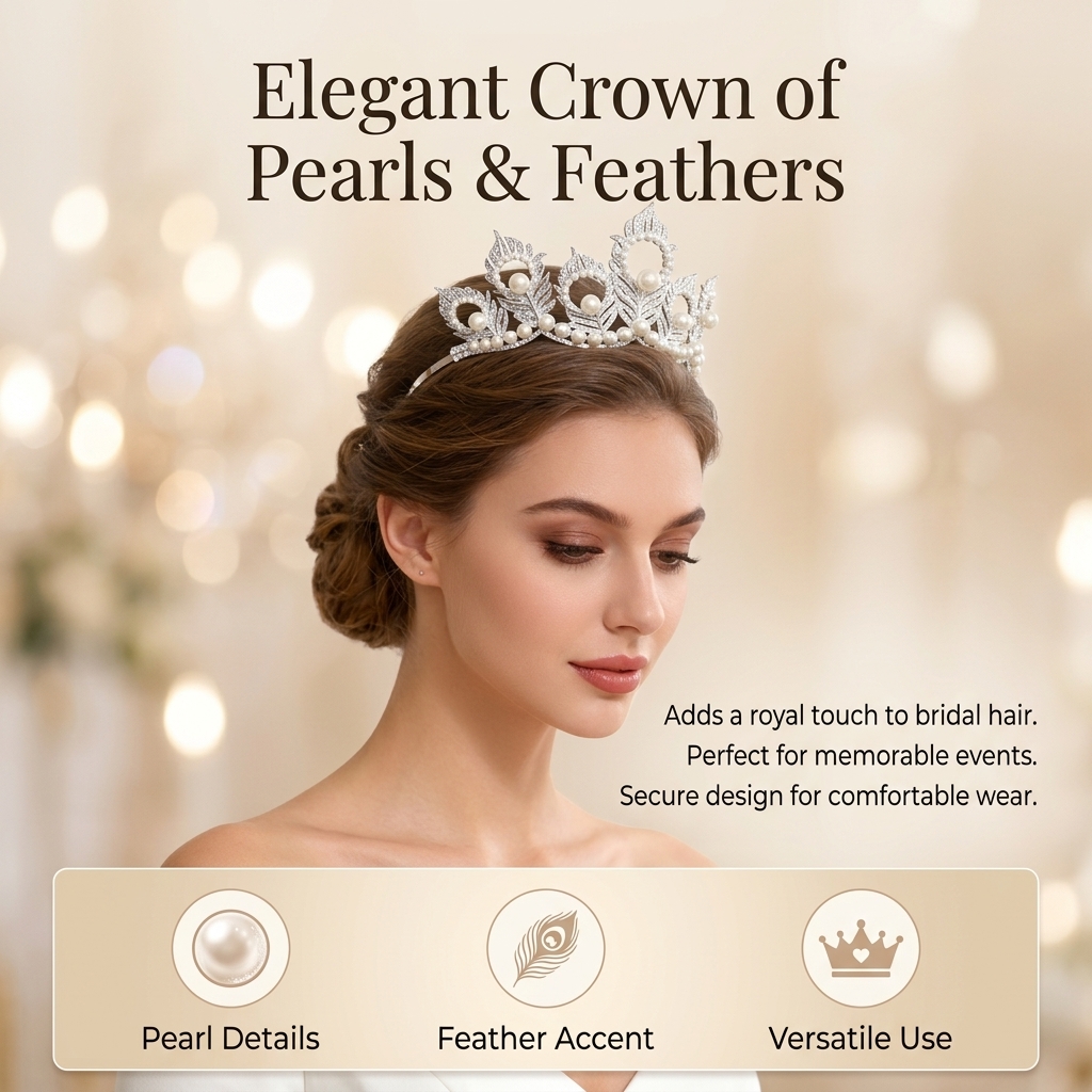 Pearl Crown Headpiece With Pea - Women'S Wedding Accessories ulasan dan harga
