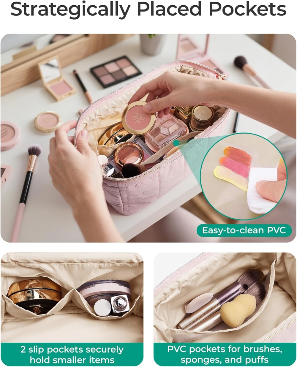 Puffy Makeup Bag Travel Toilet - Women Accessories Organizer ulasan dan harga
